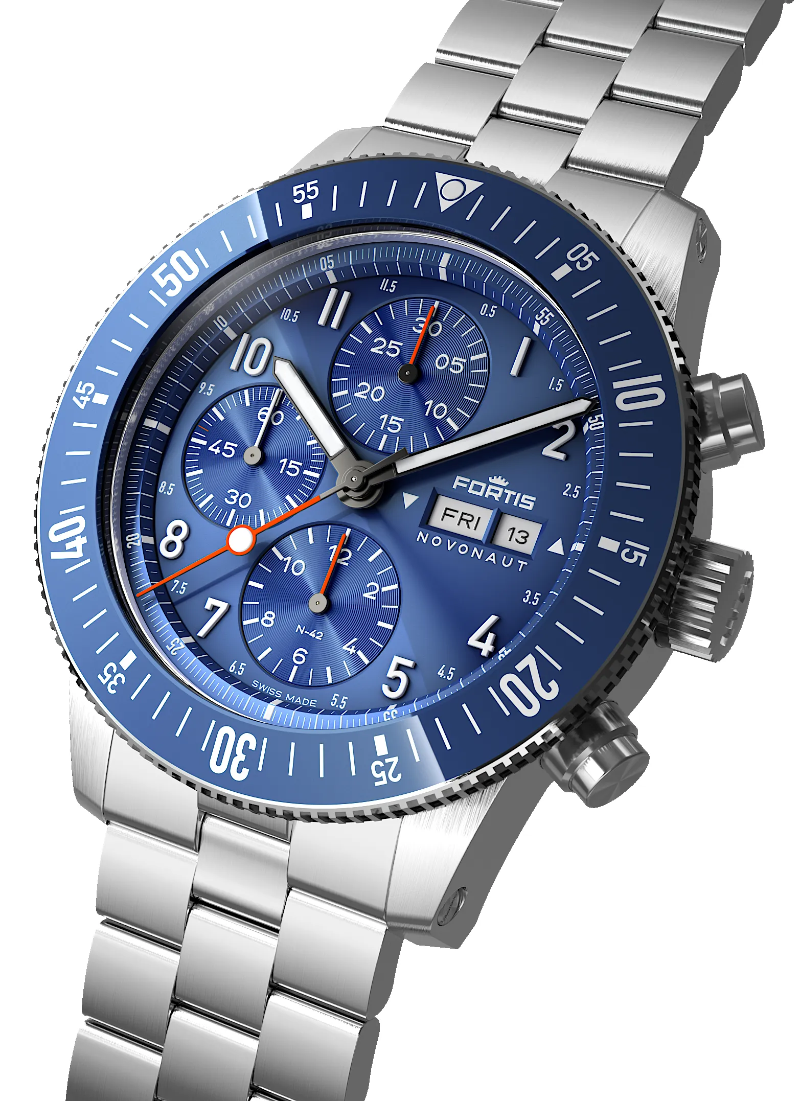 Fortis Novonaut N-42 Cobalt Blue Edition Bracelet Watch sold by C.W. Sellors product image thumbnail 4