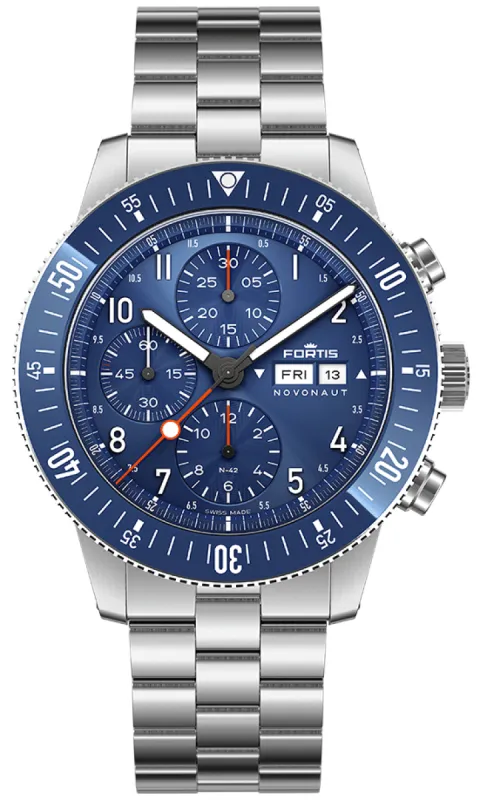 Fortis Novonaut N-42 Cobalt Blue Edition Bracelet Watch sold by C.W. Sellors