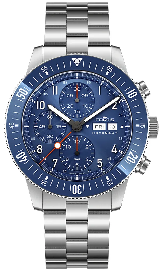Fortis Novonaut N-42 Cobalt Blue Edition Bracelet Watch sold by C.W. Sellors