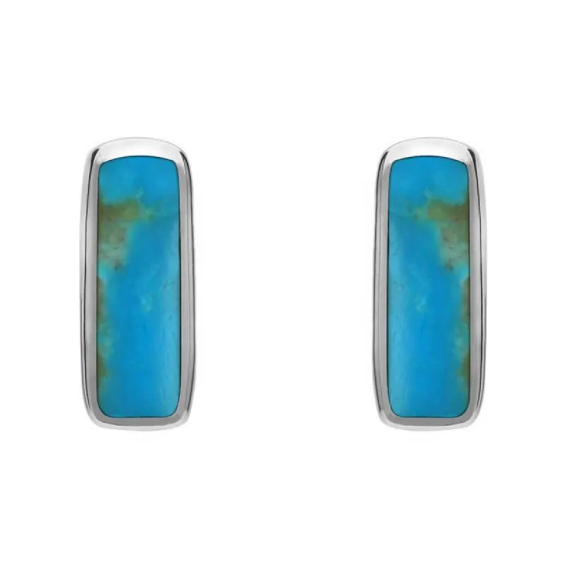 Sterling Silver Turquoise Oblong Petite Stud Earrings sold by C.W. Sellors