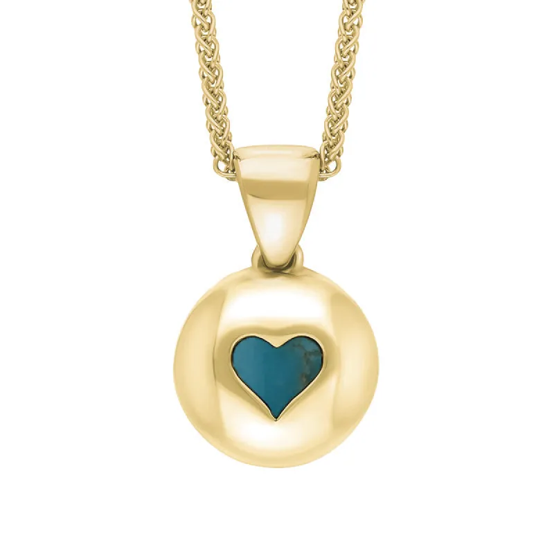 9ct Yellow Gold Turquoise Heart Disc Necklace sold by C.W. Sellors