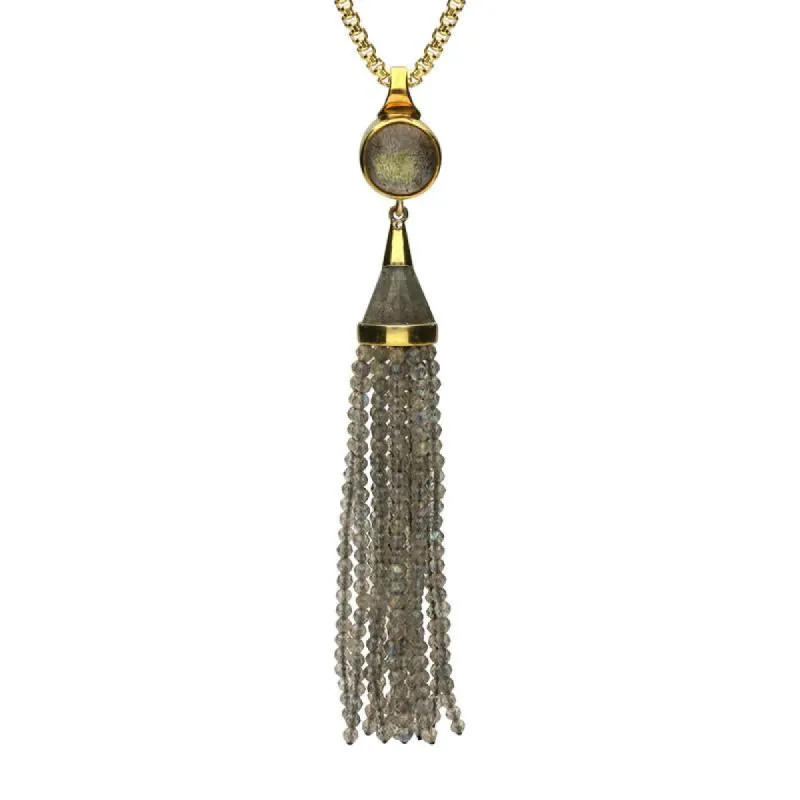 Yellow Gold Plated Sterling Silver Circular Labradorite Cascade Necklace D sold by C.W. Sellors