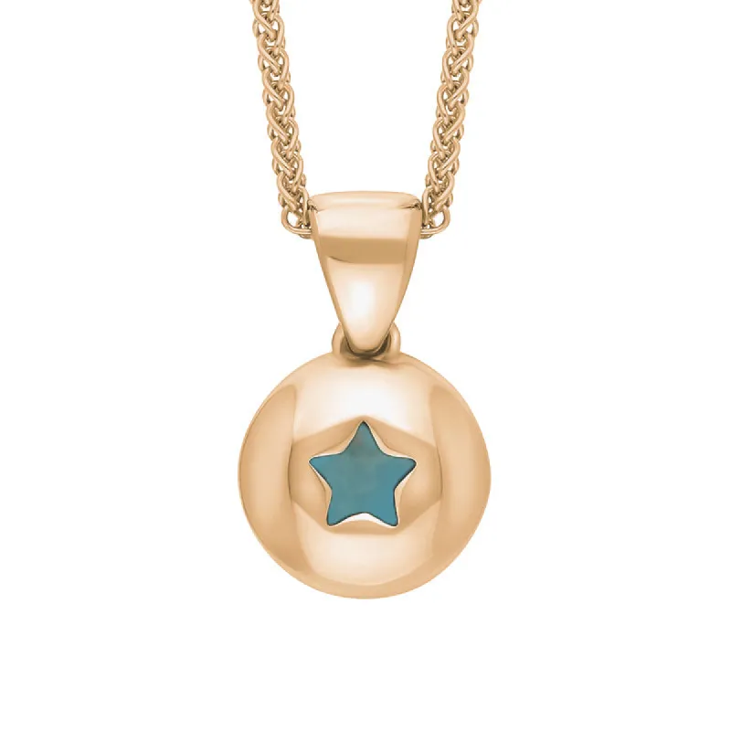 18ct Rose Gold Turquoise Star Disc Necklace sold by C.W. Sellors