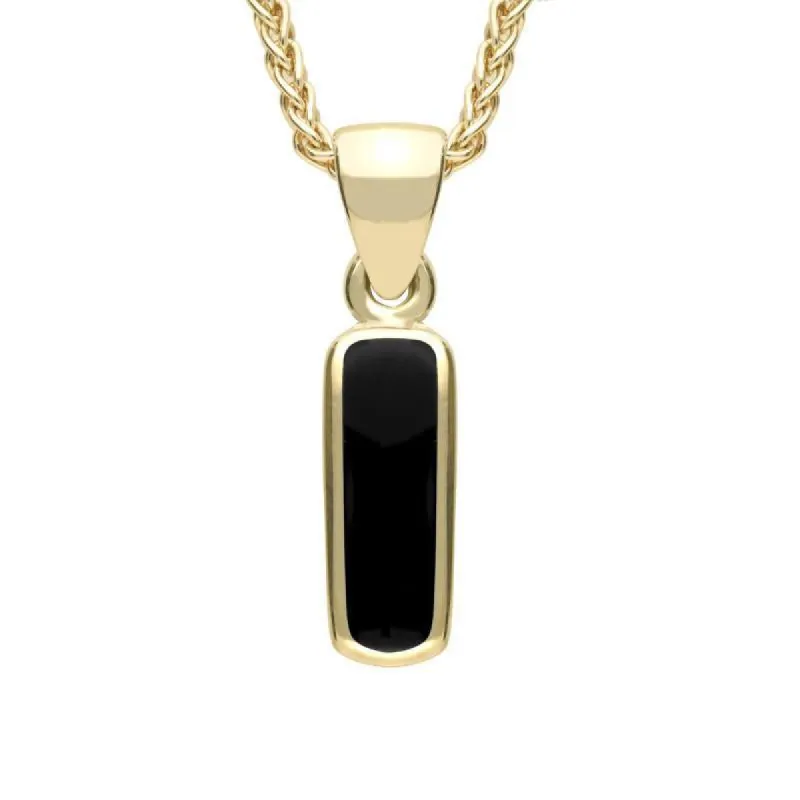 9ct Yellow Gold Whitby Jet Dinky Oblong Necklace sold by C.W. Sellors