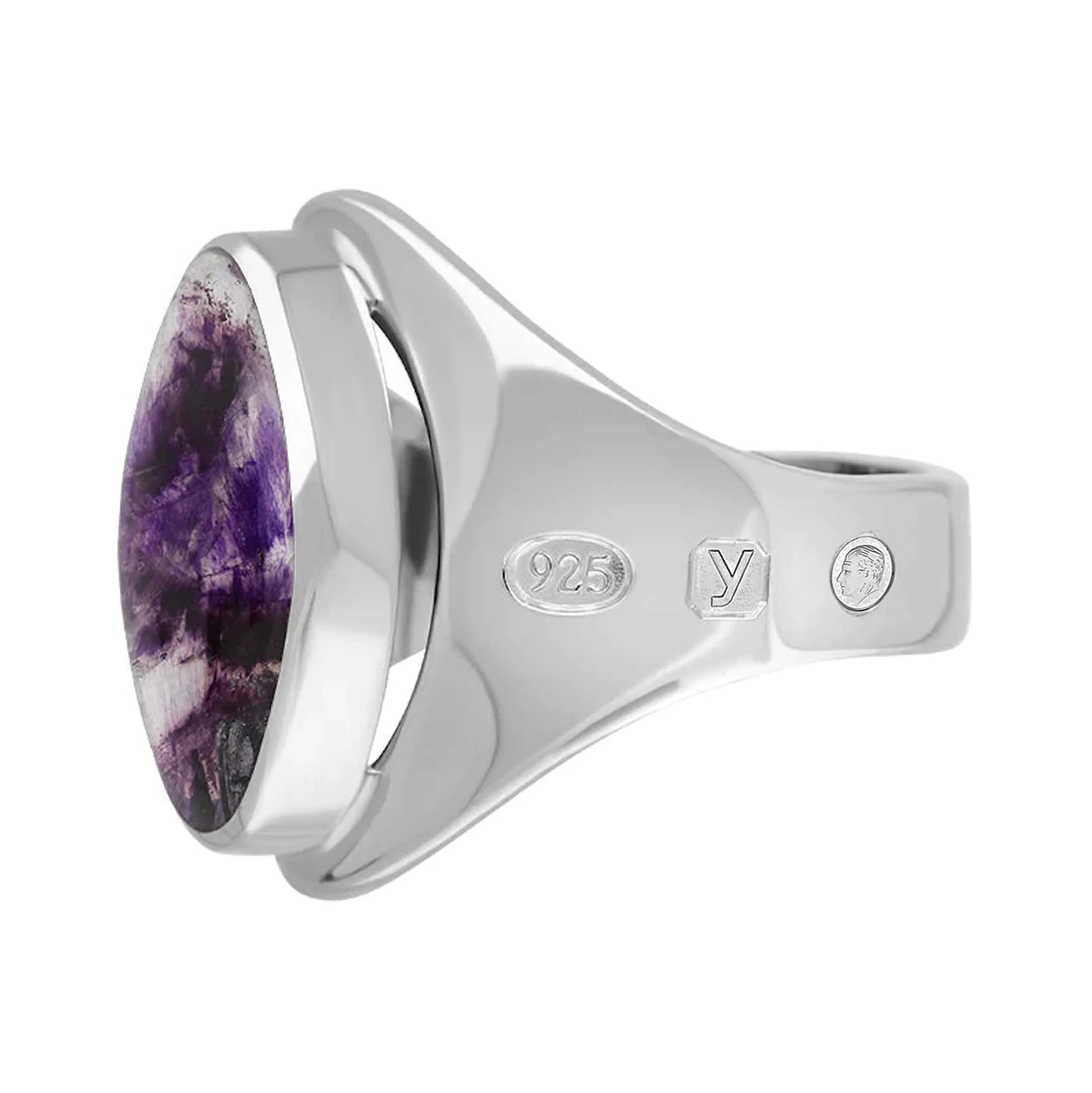 Sterling Silver Blue John King's Coronation Hallmark Small Oval Ring D sold by C.W. Sellors product image thumbnail 3