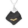 Sterling Silver 9ct Yellow Gold Whitby Jet Rough Abstract Bat Necklace sold by C.W. Sellors