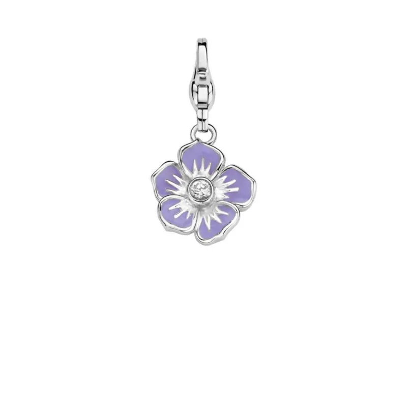 Ti Sento Sterling Silver Purple Enamel White Zirconia Truth Bloom Charm D made by C.W. Sellors