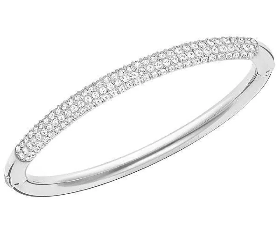Swarovski Rhodium White Crystal Mini Bangle Medium sold by C.W. Sellors