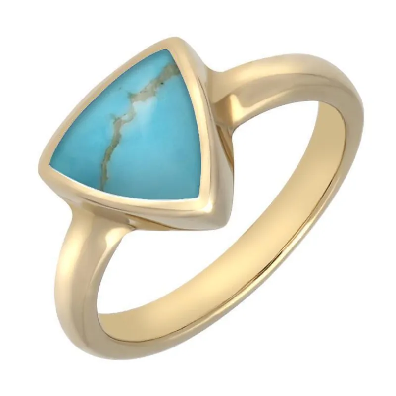 9ct Yellow Gold Turquoise Curved Triangle Ring sold by C.W. Sellors
