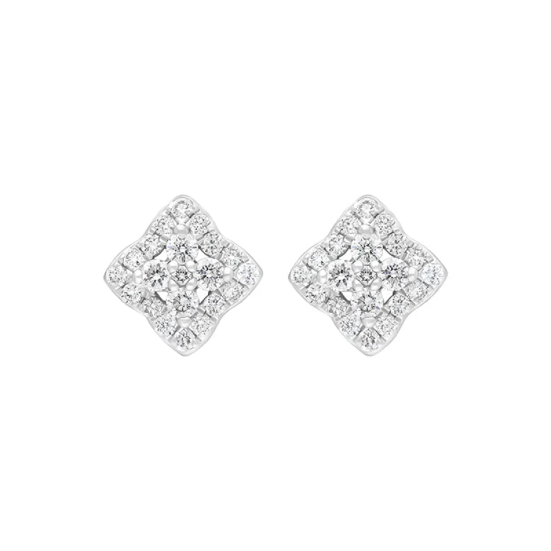 18ct White Gold 0.33ct Diamond Square Cluster Stud Earrings sold by C.W. Sellors