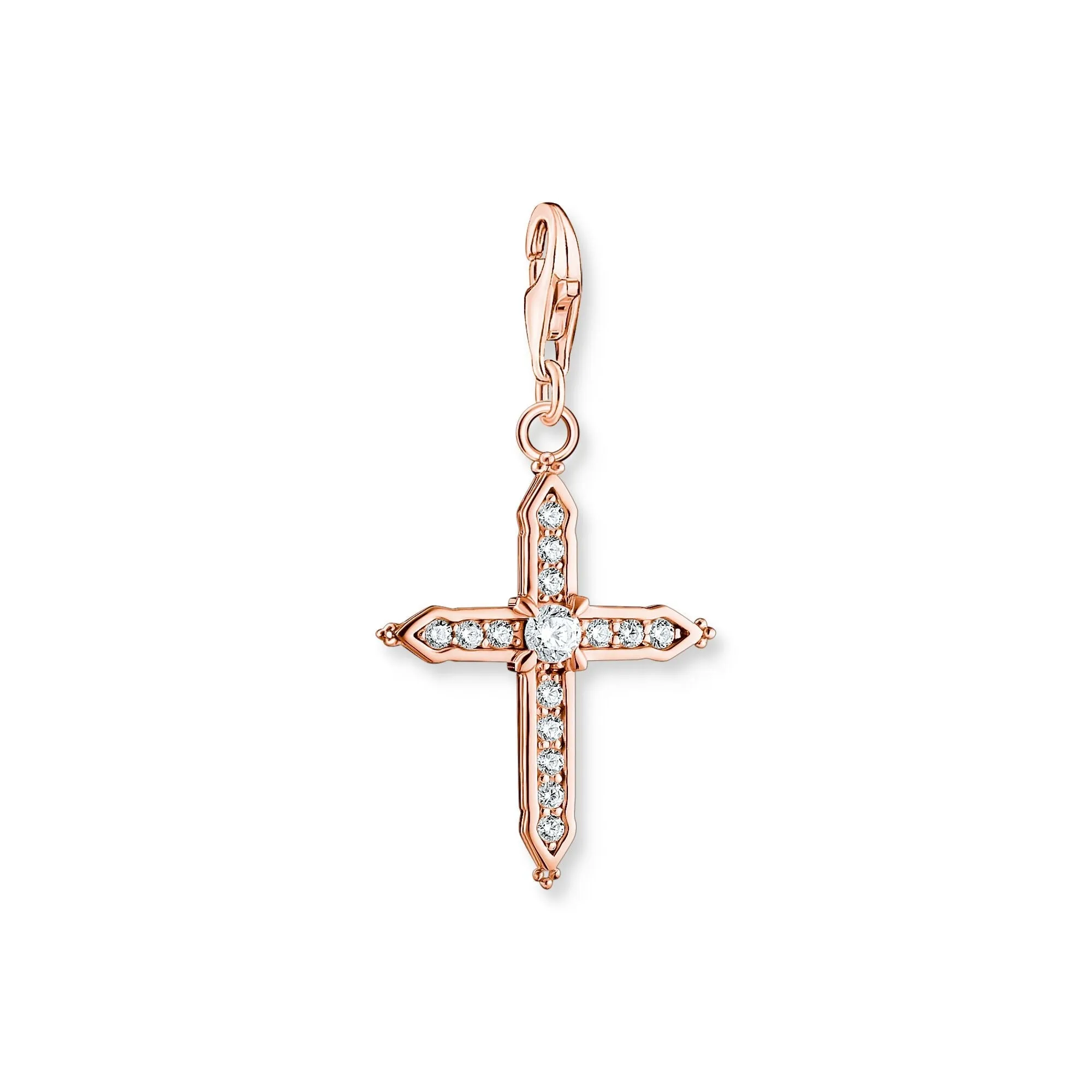 Thomas Sabo Charm Club Rose Gold Plated Sterling Silver White Stones Cross Charm D sold by C.W. Sellors