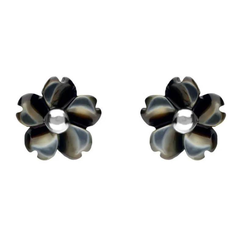 Sterling Silver Dark Mother of Pearl Tuberose 6mm Gypsophila Stud Earrings sold by C.W. Sellors