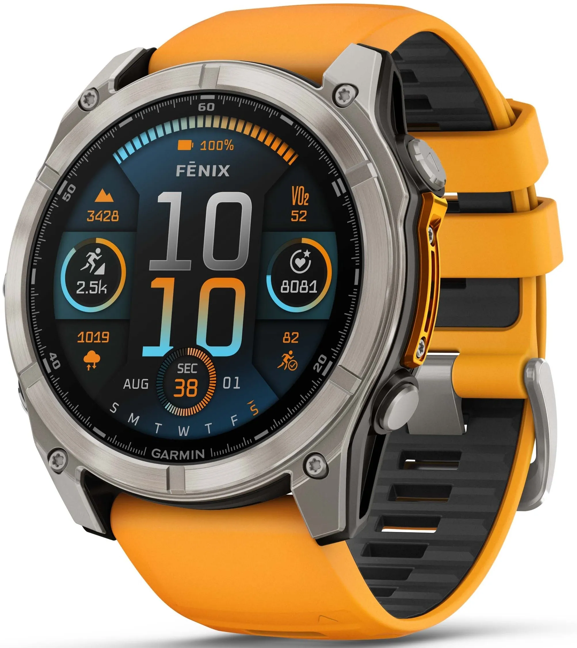 Garmin Fenix 8 51mm Sapphire AMOLED Graphite Spark Orange Titanium Silicone Watch sold by C.W. Sellors