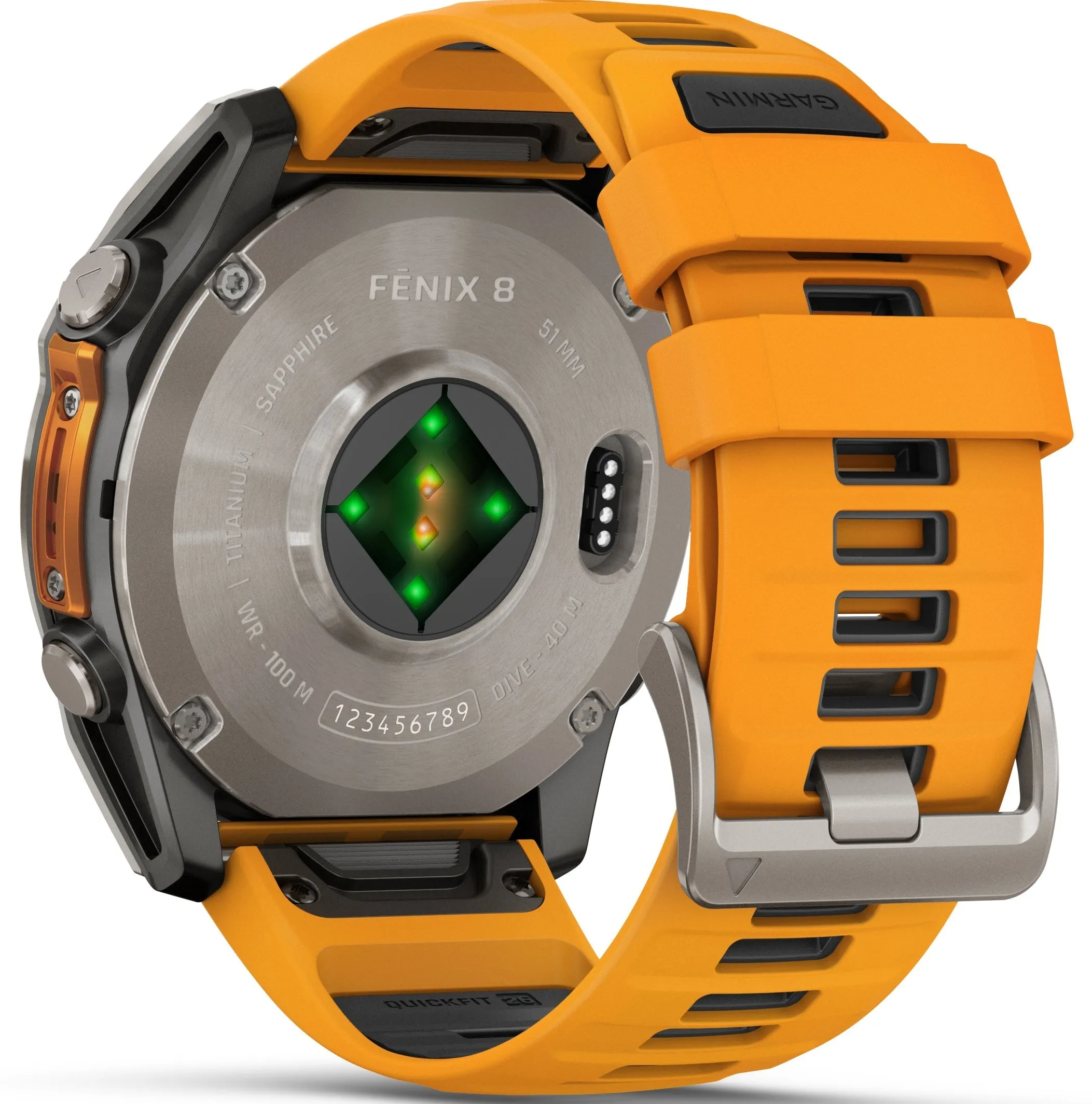 Garmin Fenix 8 51mm Sapphire AMOLED Graphite Spark Orange Titanium Silicone Watch sold by C.W. Sellors product image thumbnail 2