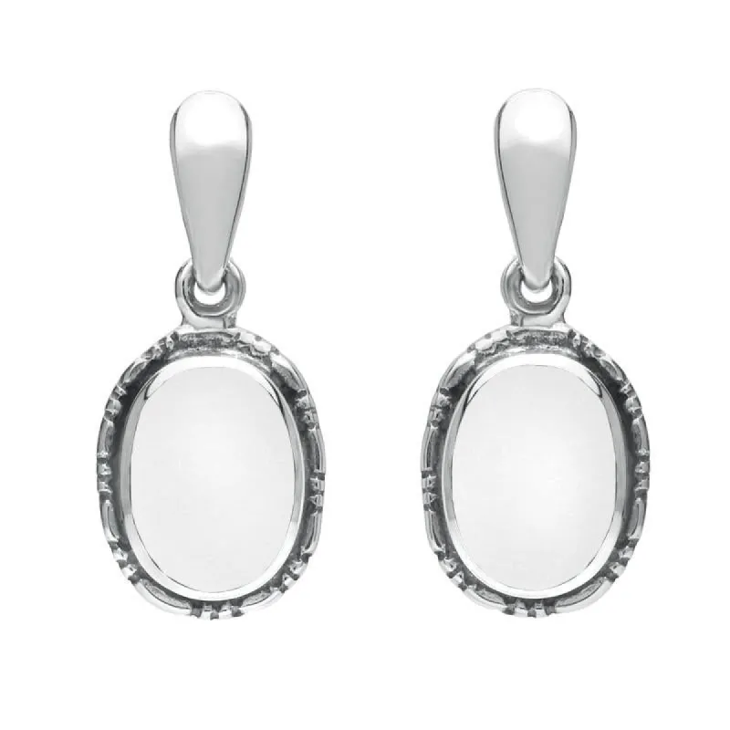 Sterling Silver Bauxite Oval Rope Edge Drop Earrings sold by C.W. Sellors