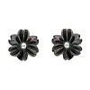 Sterling Silver Dark Mother of Pearl Tuberose 8mm Dahlia Stud Earrings sold by C.W. Sellors
