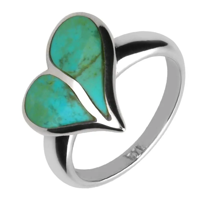 Sterling Silver Turquoise Split Heart Ring sold by C.W. Sellors