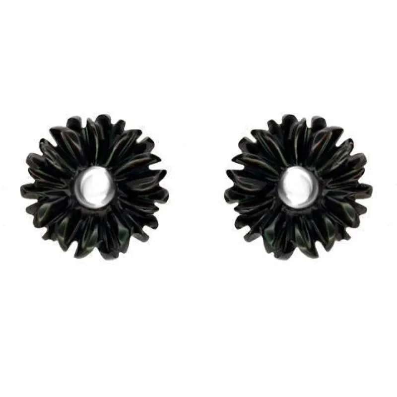 Sterling Silver Dark Mother of Pearl Tuberose 6mm Daisy Stud Earrings sold by C.W. Sellors