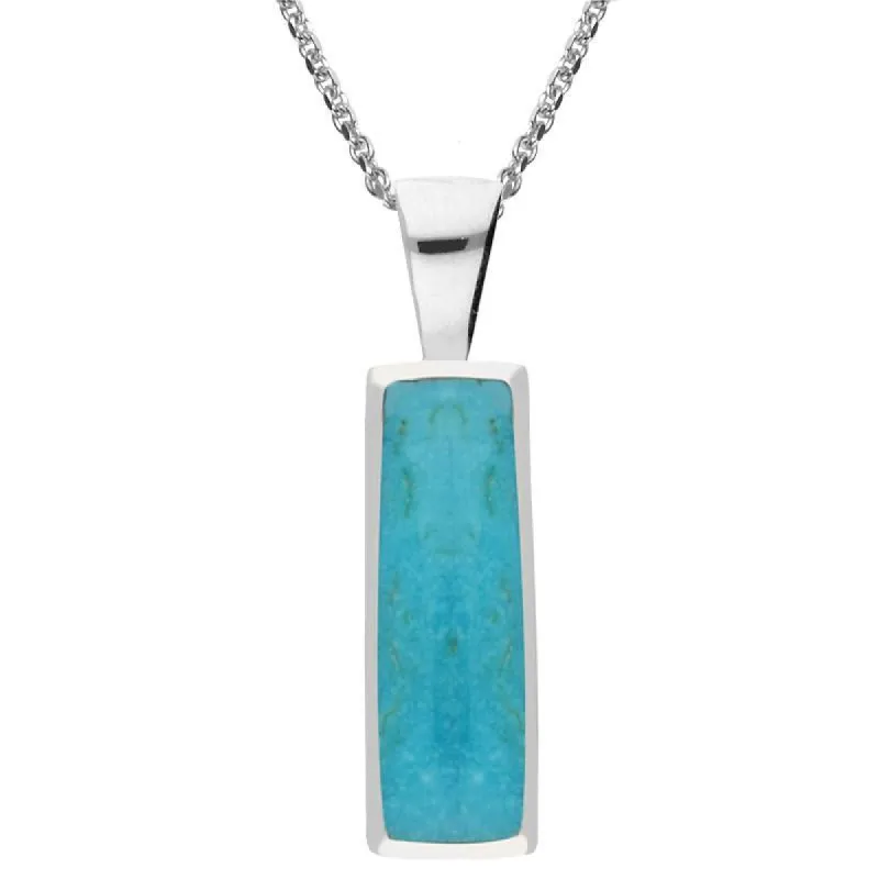 Sterling Silver Turquoise Large Slim Oblong Necklace sold by C.W. Sellors