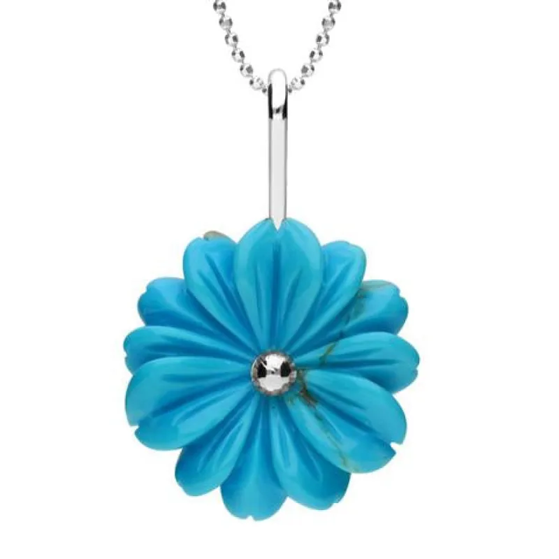 Sterling Silver Turquoise Tuberose 20mm Daisy Necklace sold by C.W. Sellors