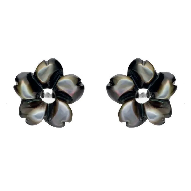 Sterling Silver Dark Mother of Pearl Tuberose 8mm Gypsophila Stud Earrings sold by C.W. Sellors