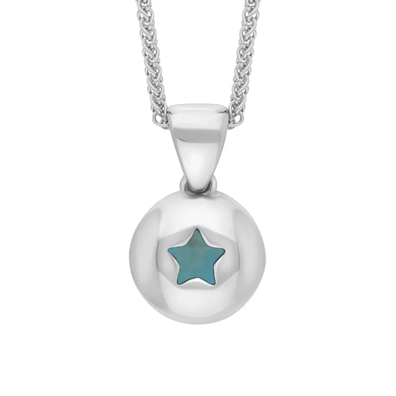 9ct White Gold Turquoise Star Disc Necklace sold by C.W. Sellors