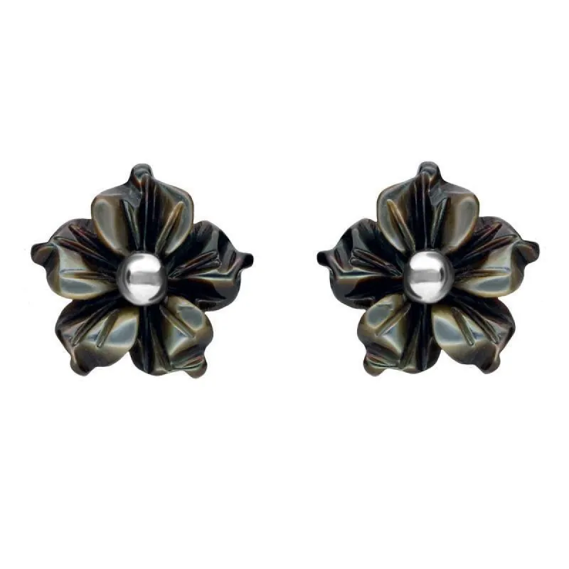 Sterling Silver Dark Mother of Pearl Tuberose 8mm Carnation Stud Earrings sold by C.W. Sellors