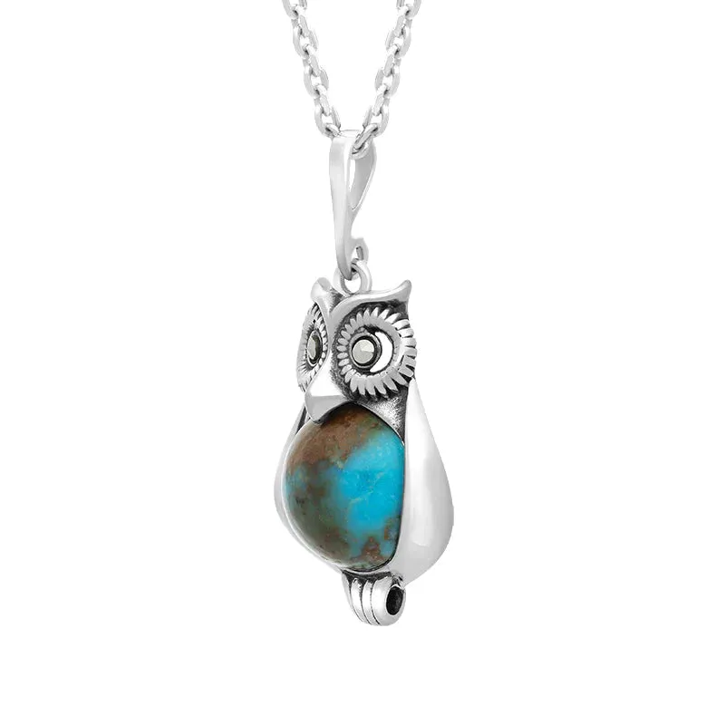Sterling Silver Turquoise Marcasite Small Owl Necklace sold by C.W. Sellors product image thumbnail 2