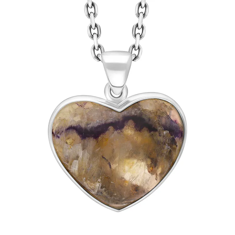 Sterling Silver Blue John Heart Pendant Necklace D sold by C.W. Sellors