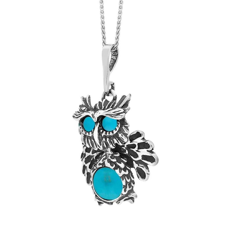 Sterling Silver Turquoise Moving Head Owl Necklace sold by C.W. Sellors product image thumbnail 2