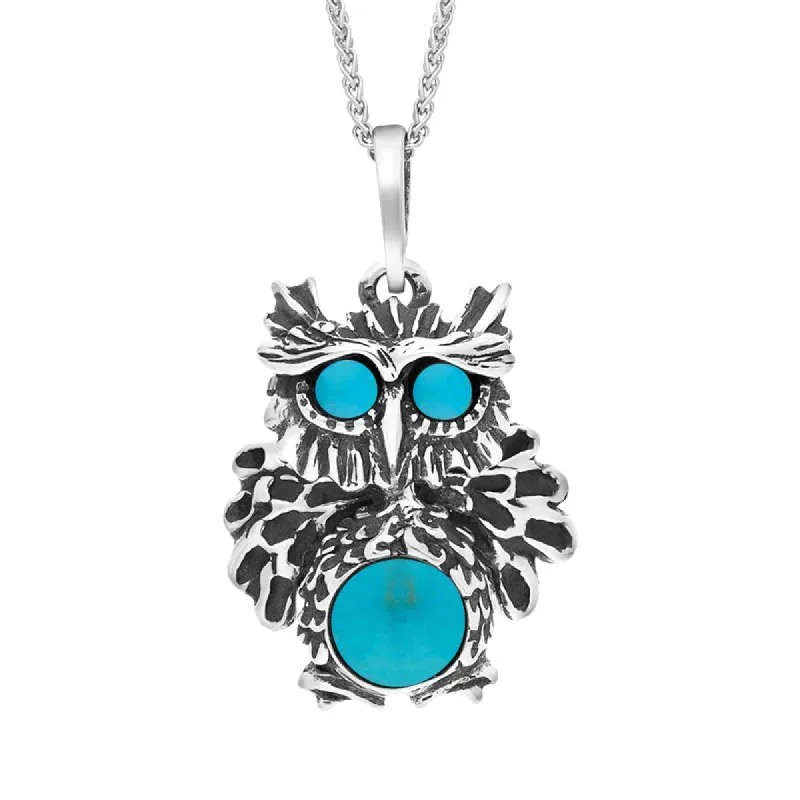 Sterling Silver Turquoise Moving Head Owl Necklace sold by C.W. Sellors