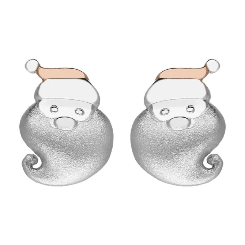 Rose Gold Plated Sterling Silver Santa Face Earrings sold by C.W. Sellors