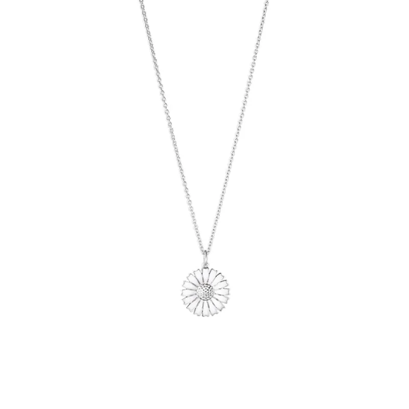 Georg Jensen Daisy Sterling Silver White Enamel Necklace sold by C.W. Sellors