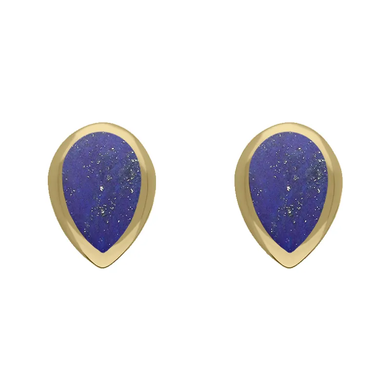 9ct Yellow Gold Sterling Silver Lapis Lazuli Stepping Stones 5x7mm Pear Stud Earrings sold by C.W. Sellors