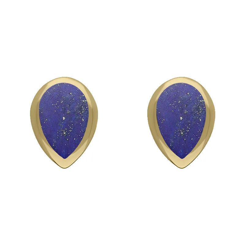 9ct Yellow Gold Sterling Silver Lapis Lazuli Stepping Stones 5x7mm Pear Stud Earrings sold by C.W. Sellors