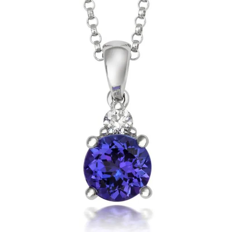 18ct White Gold 0.75ct Tanzanite and Diamond Necklace D sold by C.W. Sellors