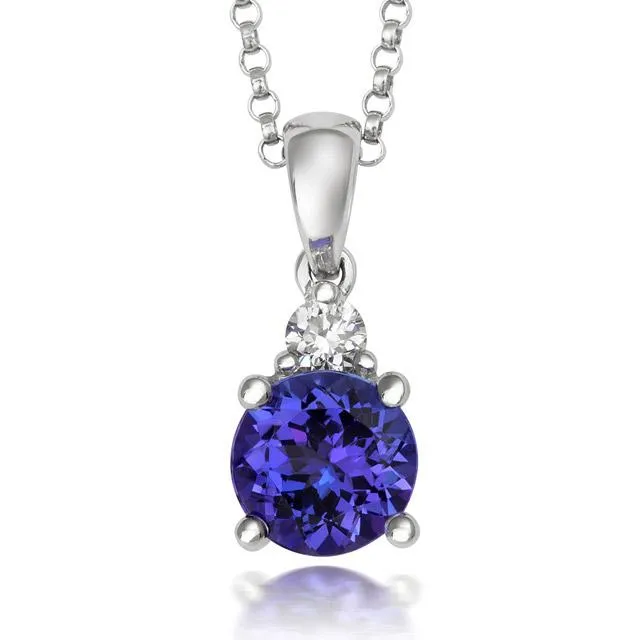 18ct White Gold 0.75ct Tanzanite and Diamond Necklace D sold by C.W. Sellors