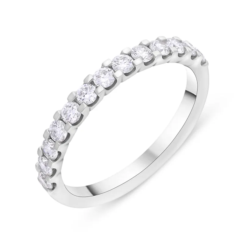 Platinum 0.51ct Diamond Square Claw Half Eternity Ring sold by C.W. Sellors