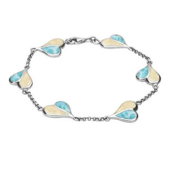 Sterling Silver Coquina Larimar Split Heart Bracelet sold by C.W. Sellors