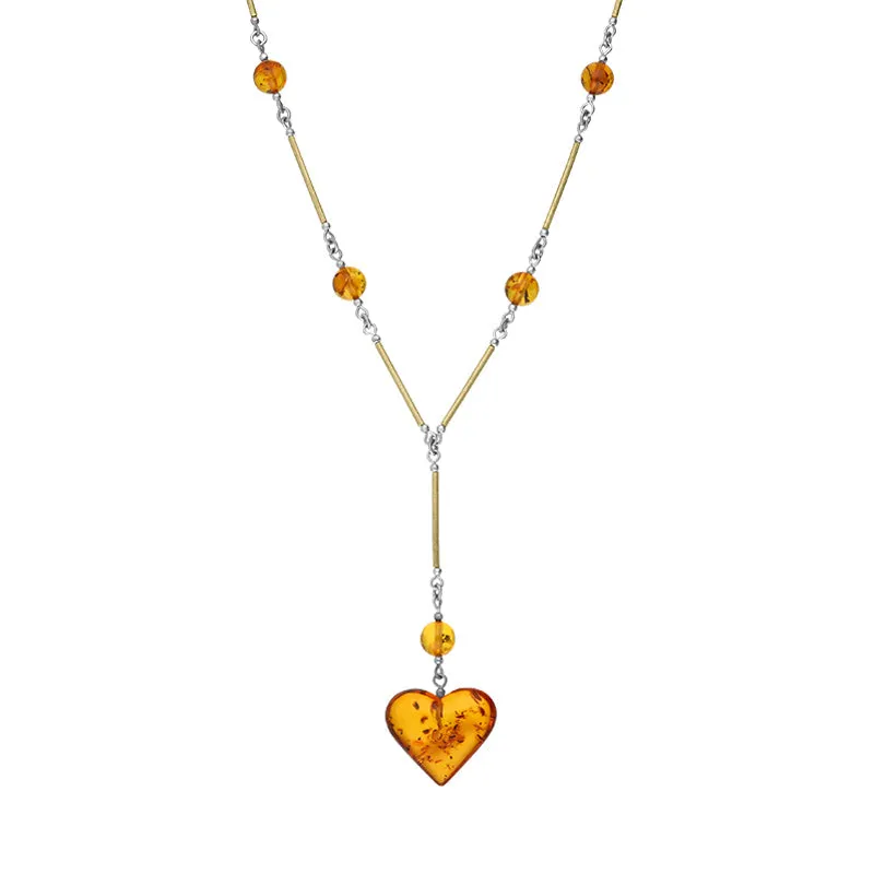 Sterling Silver Gold Plated Amber Bar Beaded Heart Necklace D sold by C.W. Sellors