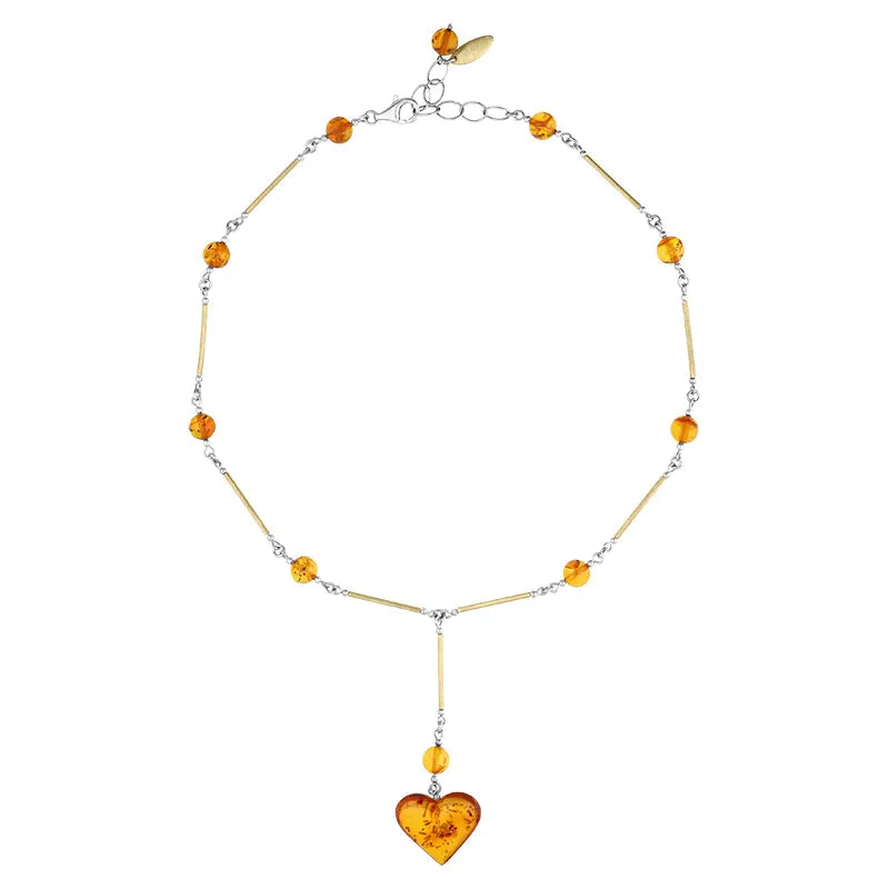 Sterling Silver Gold Plated Amber Bar Beaded Heart Necklace D sold by C.W. Sellors product image thumbnail 2