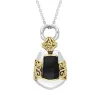 Sterling Silver Whitby Jet Ornate Faceted Necklace D sold by C.W. Sellors