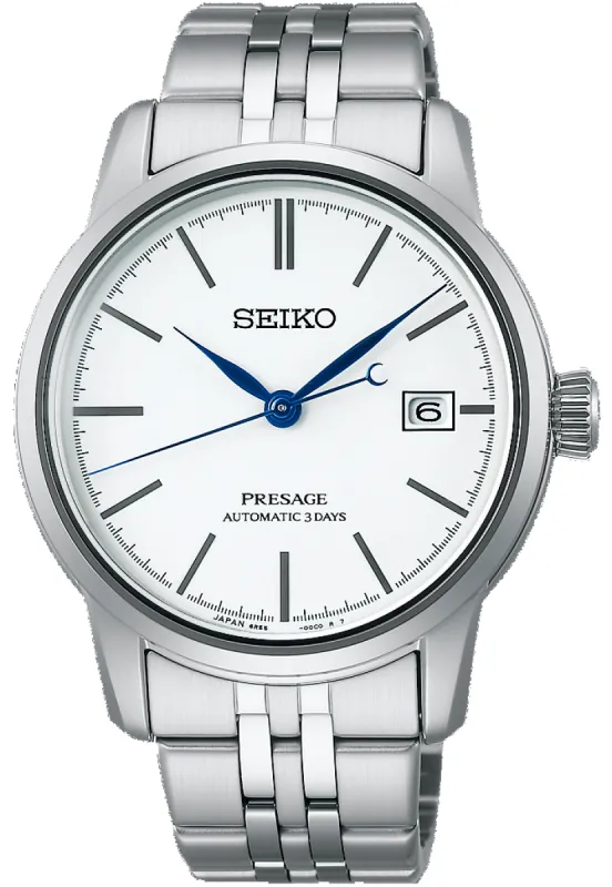Seiko Presage Pure White Enamel Watch sold by C.W. Sellors