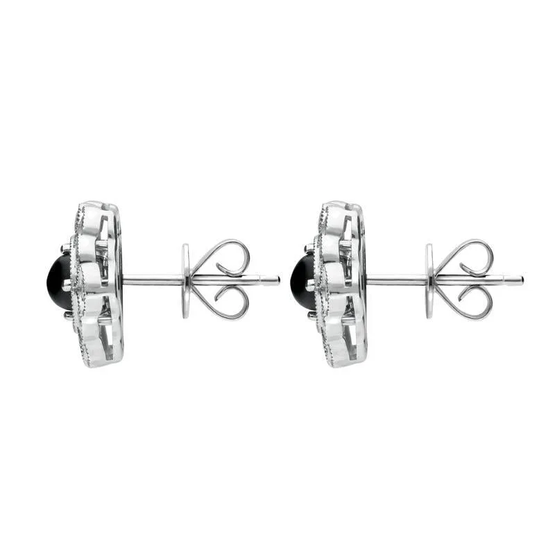 18ct White Gold Whitby Jet 0.62ct Diamond Flower Shape Stud Earrings sold by C.W. Sellors product image thumbnail 2