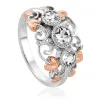 Clogau Tree of Life Sterling Silver 9ct Rose Gold White Topaz Trilogy Ring D sold by C.W. Sellors