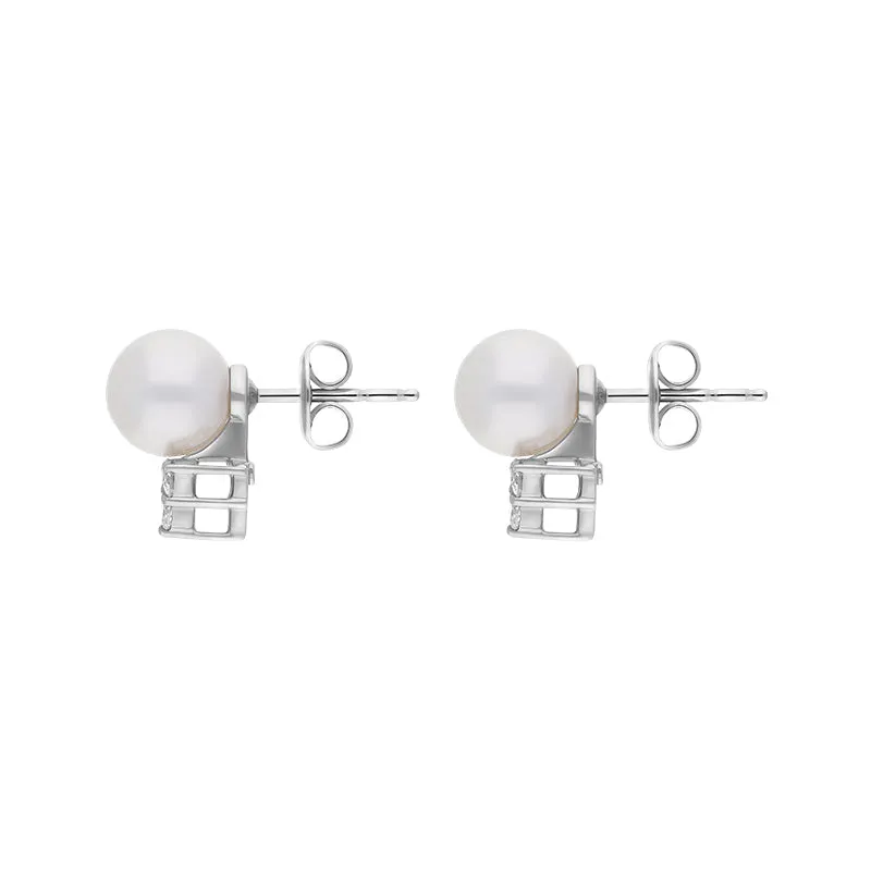Mikimoto 18ct White Gold Diamond 8.00mm Akoya Pearl Stud Earrings sold by C.W. Sellors product image thumbnail 2