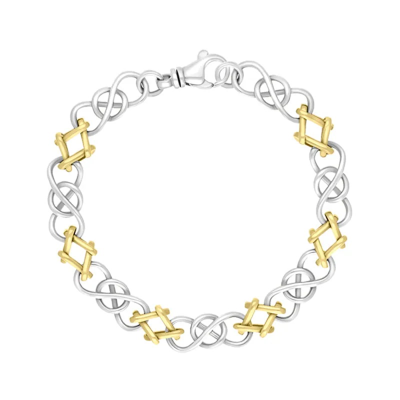 18ct Yellow Gold Sterling Silver Celtic Knot Handmade Bracelet sold by C.W. Sellors