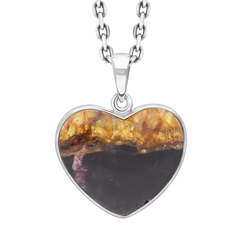 Sterling Silver Blue John Heart Necklace D sold by C.W. Sellors