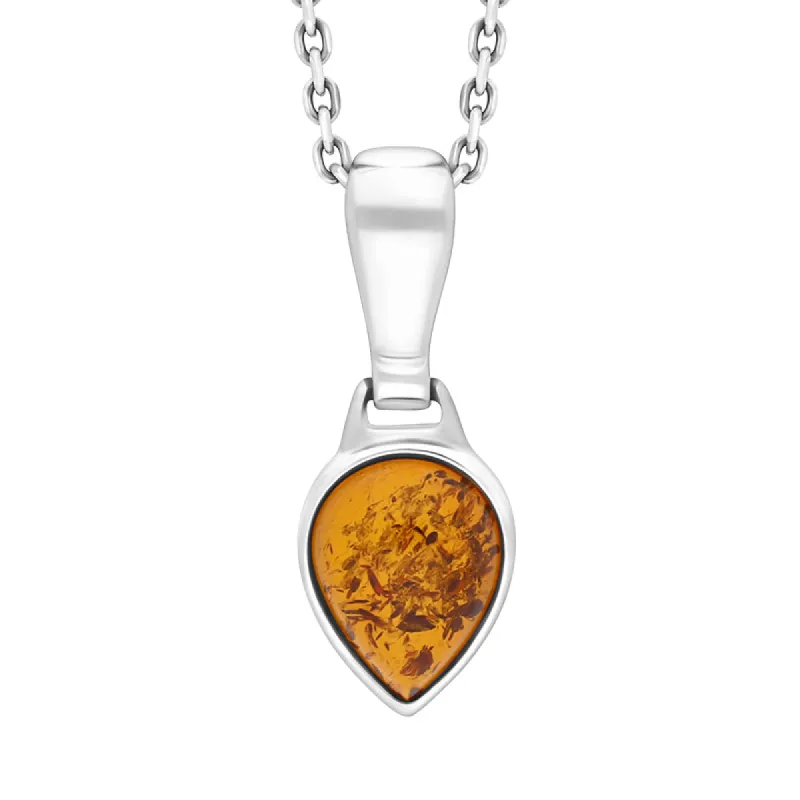 Sterling Silver Amber Small Pear Pendant D sold by C.W. Sellors
