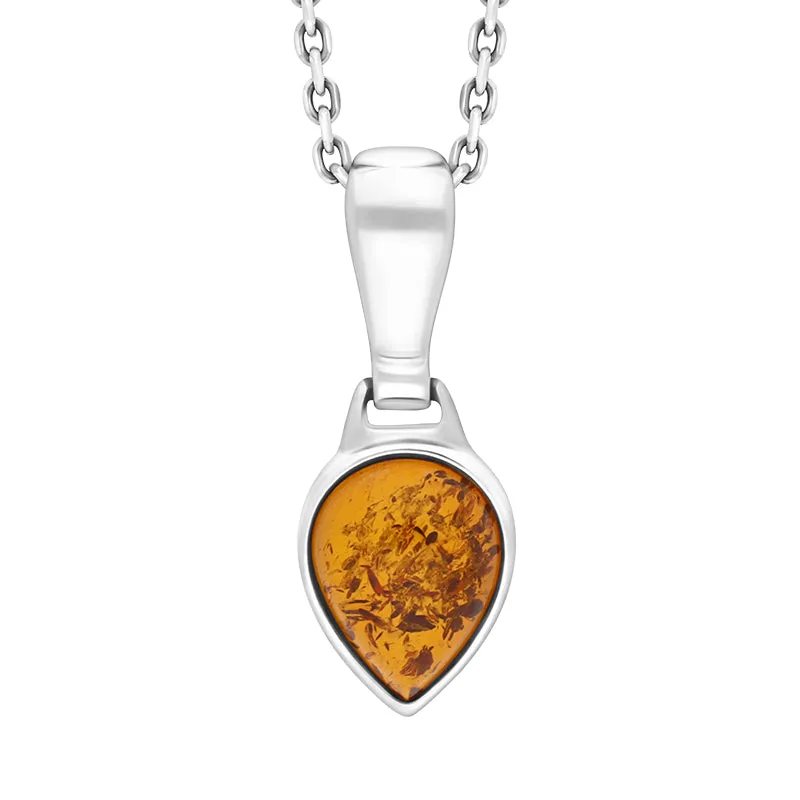 Sterling Silver Amber Small Pear Pendant D sold by C.W. Sellors